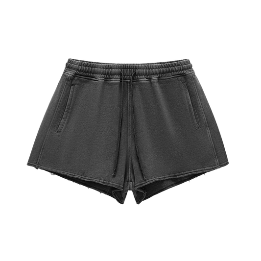 Perform Athlete Snow Washed Raw Edge Drawstring Shorts
