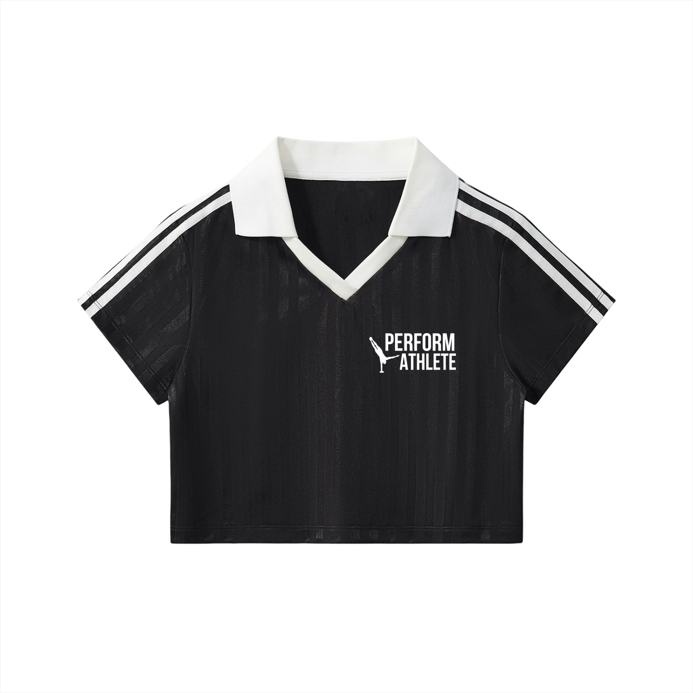 Perform Athlete Collar Striped Cropped Jersey