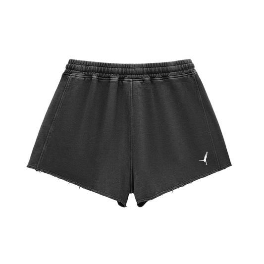 Perform Athlete Snow Washed Raw Edge Drawstring Shorts