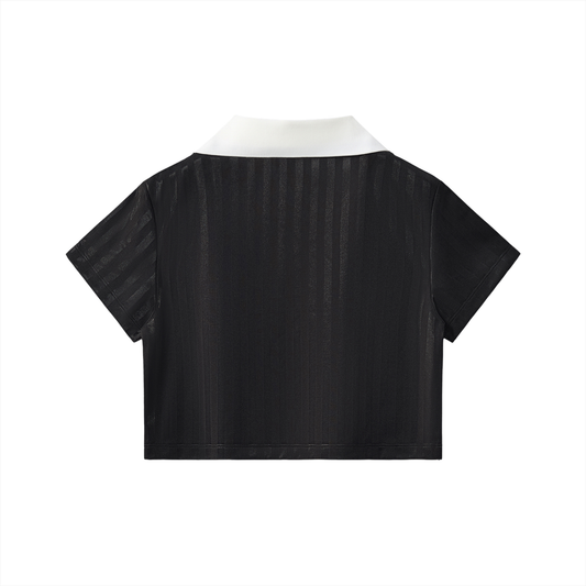 Perform Athlete Collar Striped Cropped Jersey