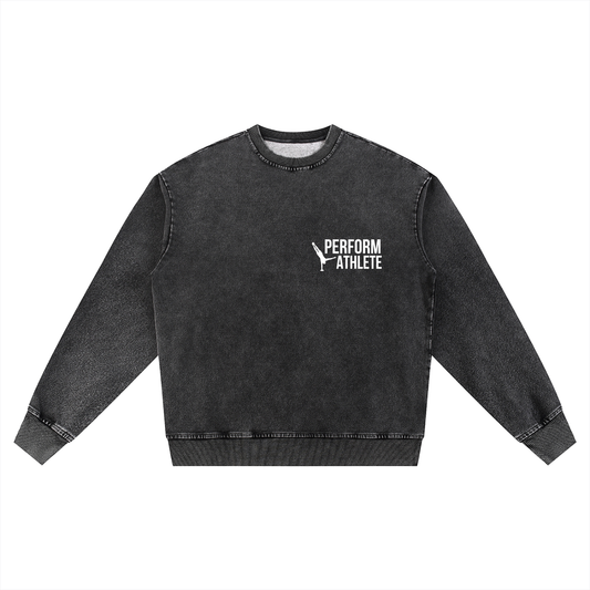 Perform Athlete Snow Wash Oversized Crewneck Sweatshirt
